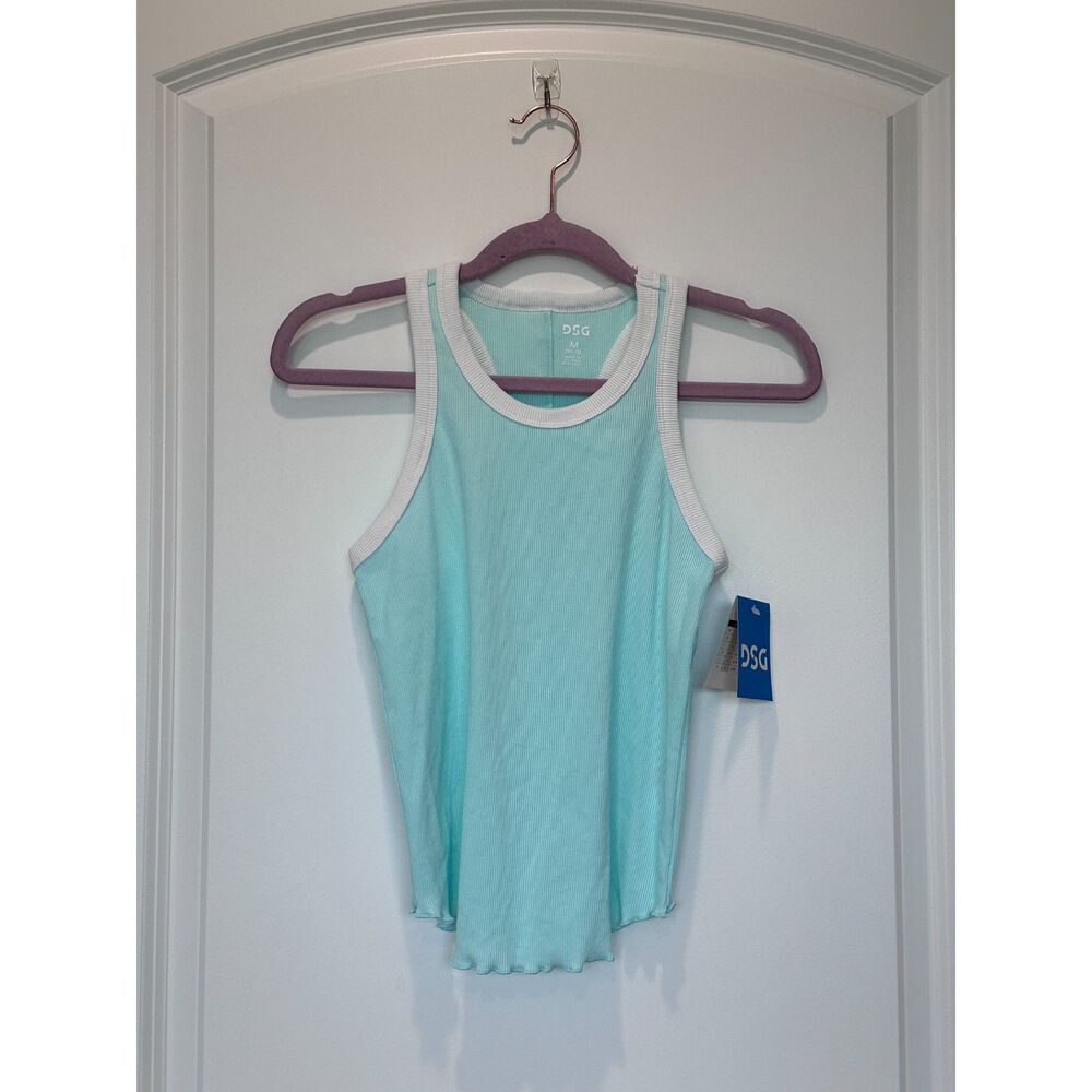 NWT DSG Cotton Rib Tank Lettuce Hem Waterscape Green Size Girls Medium